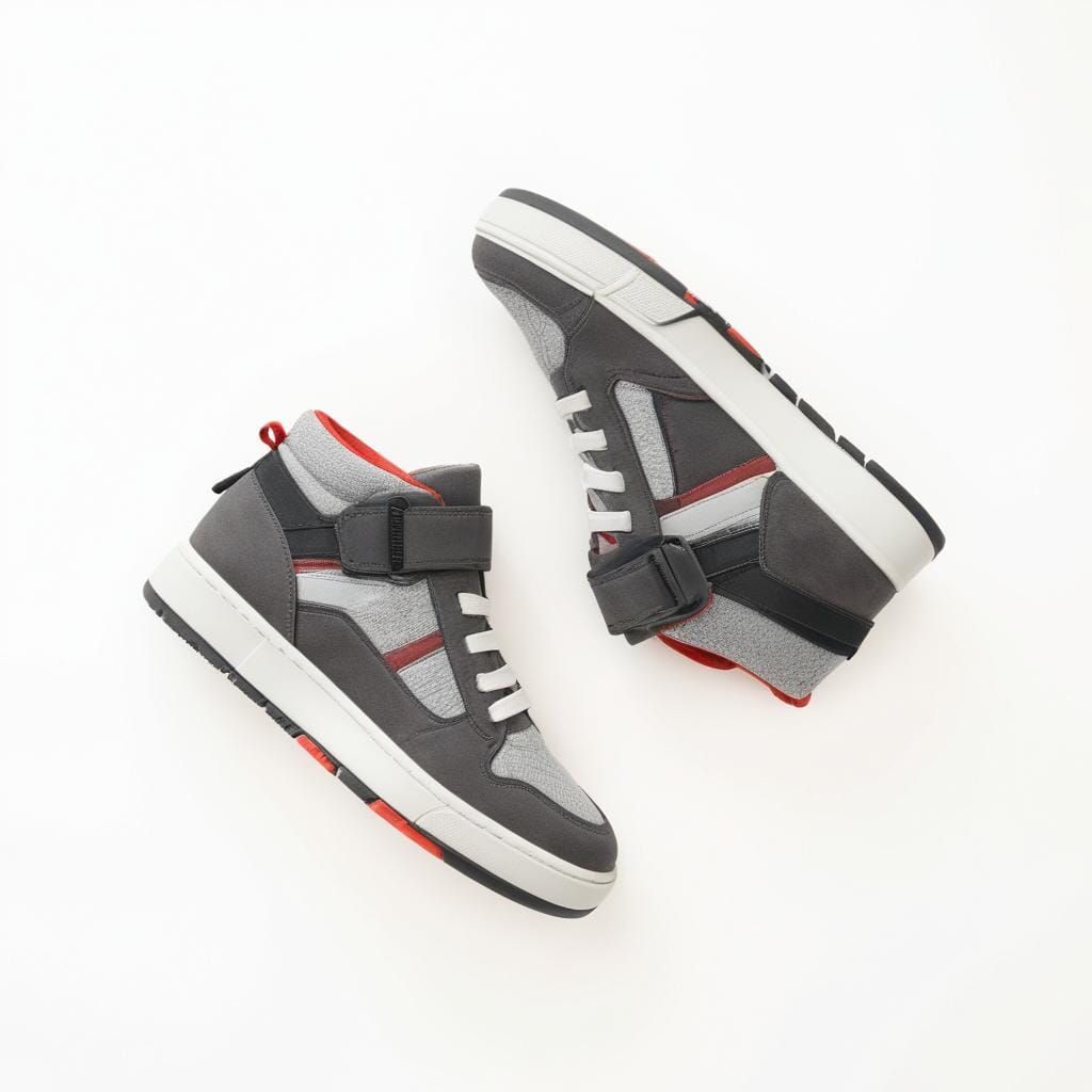 Grey and Red sneakers